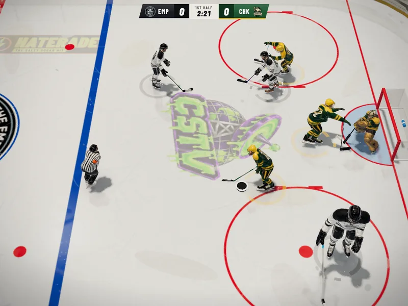 Battle for the puck in the faceoff circle